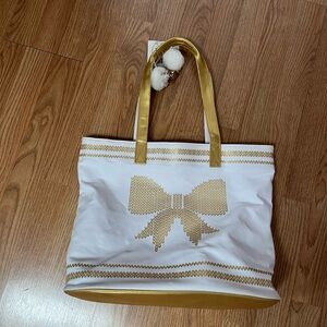Elegant White and Gold Tote Bag
